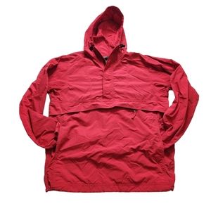 Vintage LL Bean Red Anorak Jacket Pullover Half Zip Hooded Men’s Medium